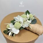 Tocado de Novia o Comunión Verde Agua Flor Preservada